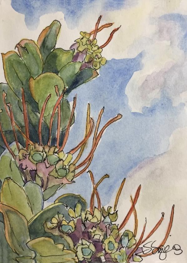 "Hawaiian Botanical #1" Ink and Watercolor