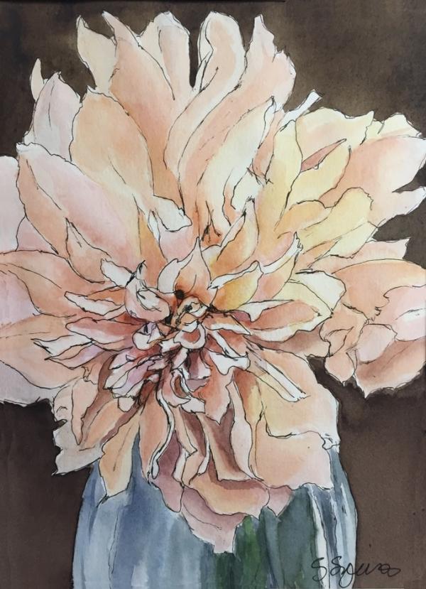 "Dalia Study #2" Ink and Watercolor