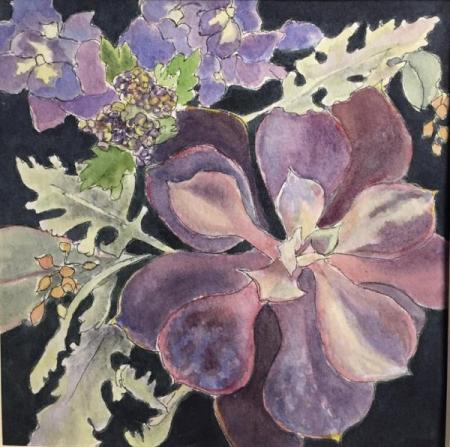 "Succulent Arrangement" Ink and Watercolor